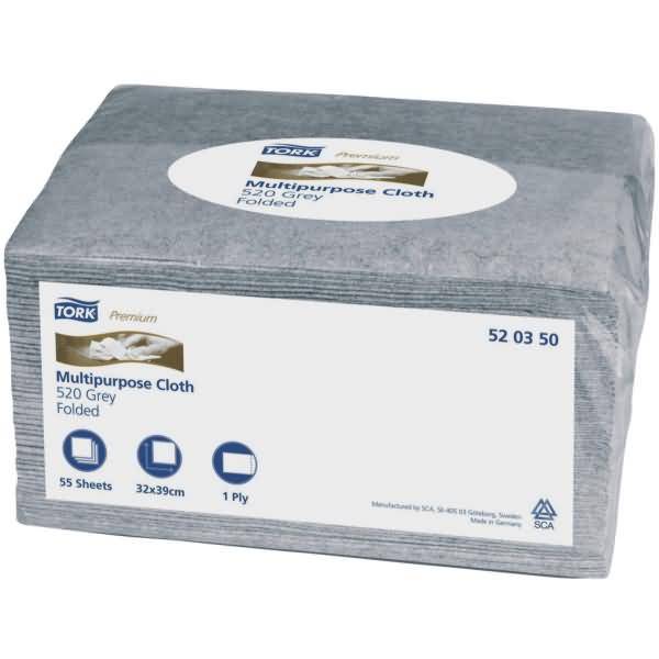 Reinigungstücher Premium 520 1-lagig 38,5x32cm grau VE=8x55 Tücher