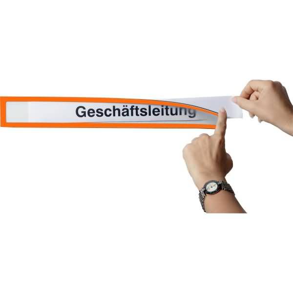 Infotasche magnetisch für Überschriften A4quer/A3hoch orange VE=5 Stück-1