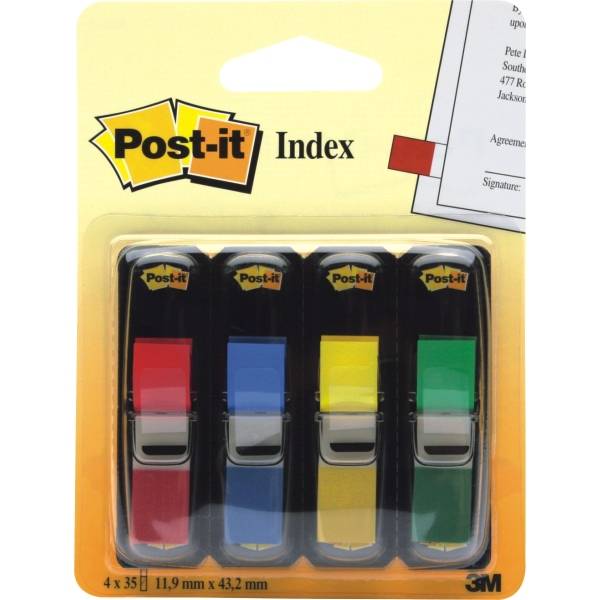 Haftstreifen Index Mini 4x35 Streifen Set mit rot blau grün gelb