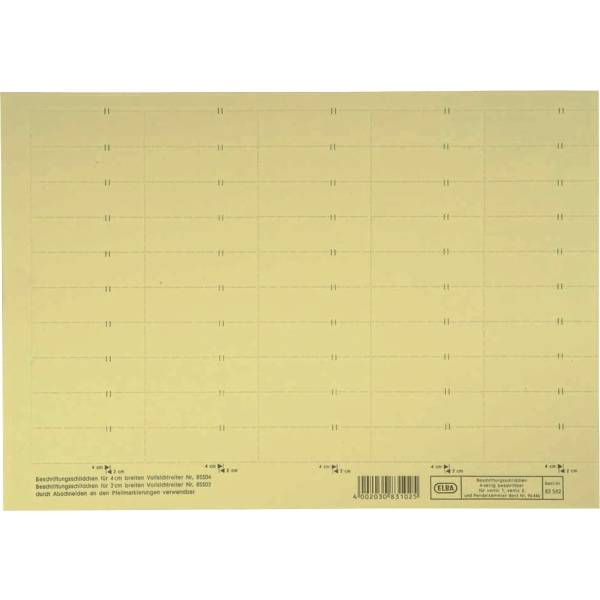 Beschriftungsschild für 4-zeilige Sichtreiter 58x18mm gelb VE=10x50 Stück