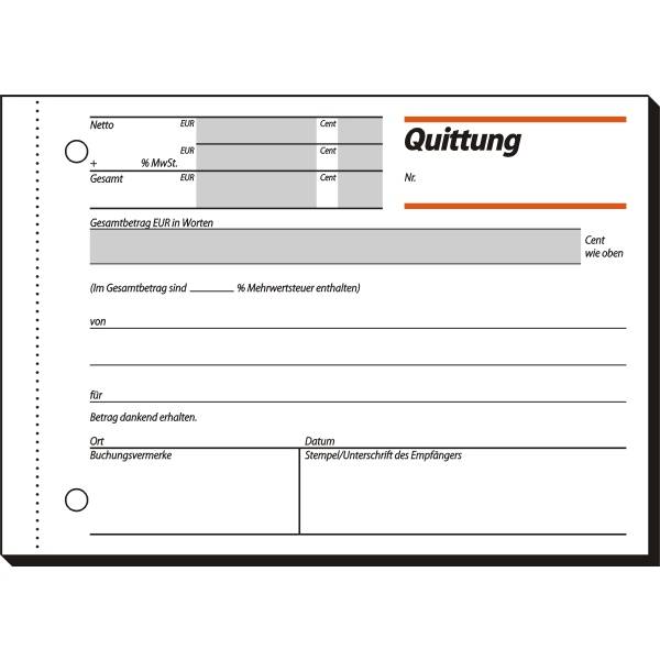 Formularbuch Quittung A6 quer VE=50 Blatt