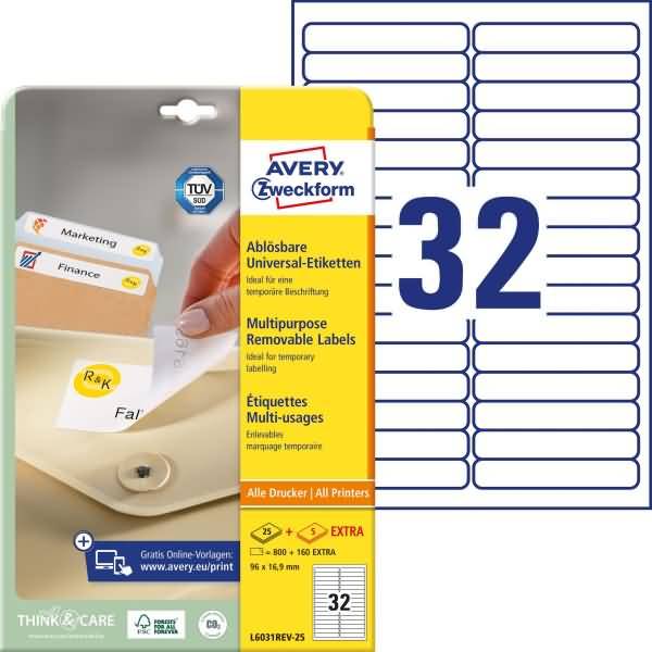 Universal-Etiketten 96x16,9 mm VE=960 Stück weiß-0