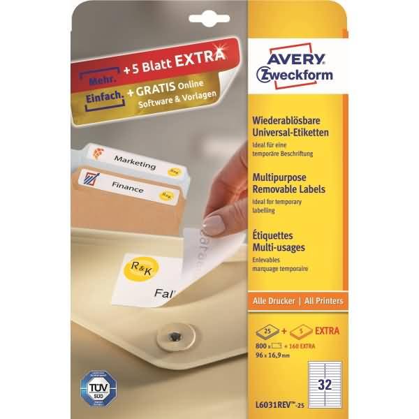 Universal-Etiketten 96x16,9 mm VE=960 Stück weiß-1