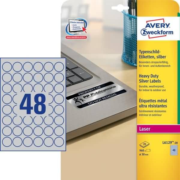 Typenschild-Etiketten 30x30mm silber 960 Stück-0