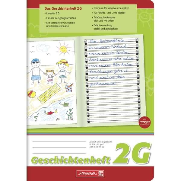 Geschichtenheft A5 Lineatur 2G 90 g/qm 16 Blatt
