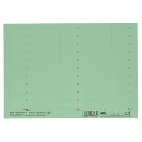 Beschriftungsschild für 4-zeilige Sichtreiter 58x18mm grün VE=10x50 Stück