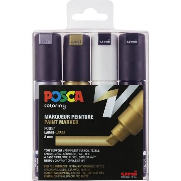 Fasermaler Uni Posca PC-8K 8mm sortiert VE=4 Stück-0
