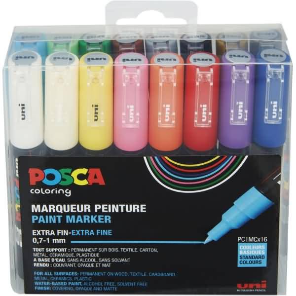 Fasermaler Uni Posca PC-1MC 0,7 sortiert VE=16 Stück-0