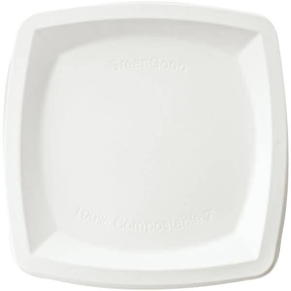 Einweg-Teller Zuckerrohrfaser quadratisch 20x20cm VE=50 Stück weiß
