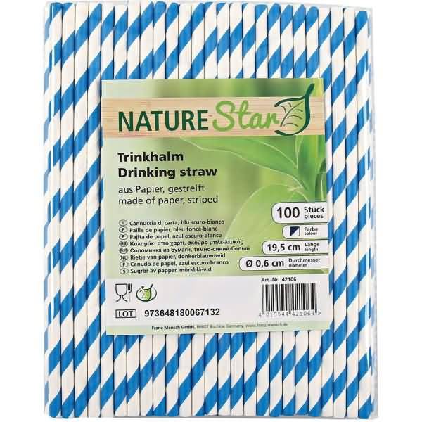 Papier-Trinkhalme 6x197mm VE=100 Stück dunkelblau-weiß-0
