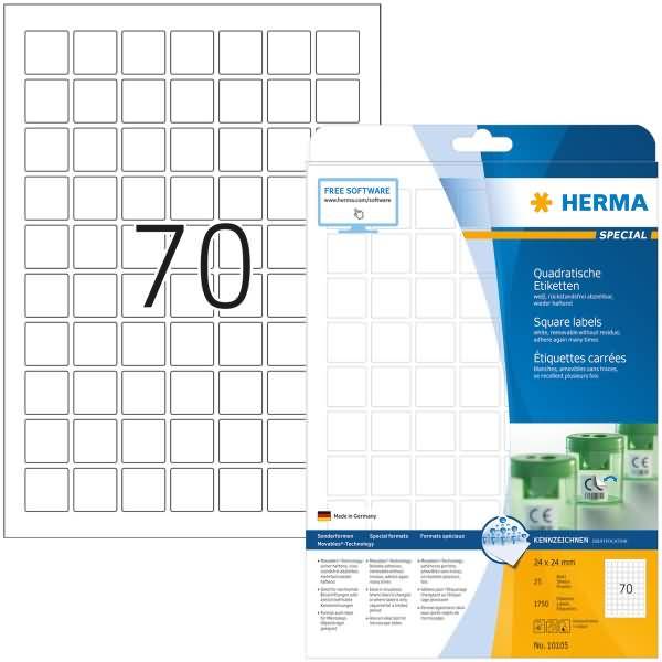 Etiketten weiß quadratisch 24x24mm Movables ablösbar Special VE=1750 Stück