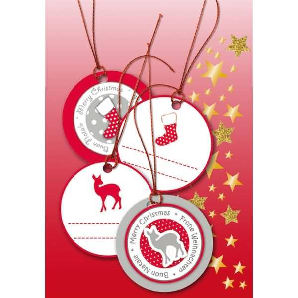Geschenkanhänger 3D Weihnachten 5cm rot VE=6 Stück-1