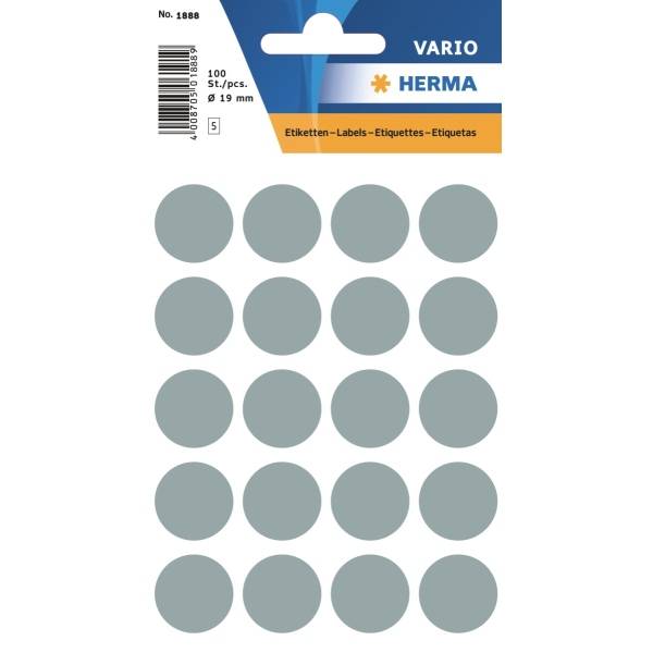 Vielzweck-Etiketten 19mm grau VE=100 Stück