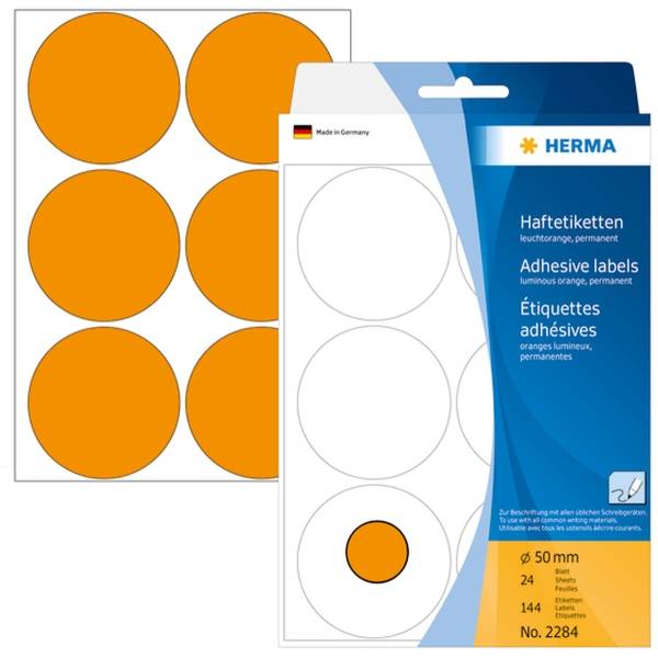 Vielzweck-Etiketten 50mm leuchtorange VE=144 Stück-0