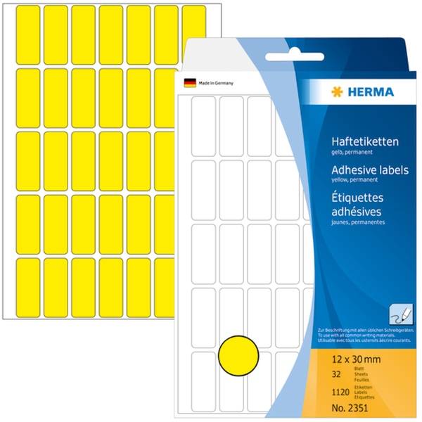 Vielzweck-Etiketten 12x30mm gelb VE=1120 Stück