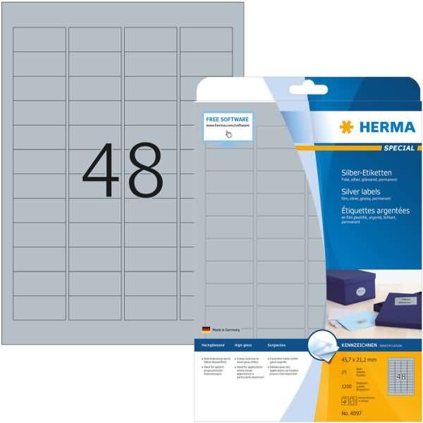 Etiketten Folie silber 45,7x21,2mm Special A4 LaserCopy VE=1200 Stück-0