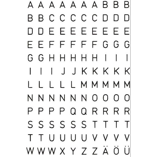 Buchstaben 5mm A-Z selbstklebend wetterfest Folie schwarz VE=2 Blatt