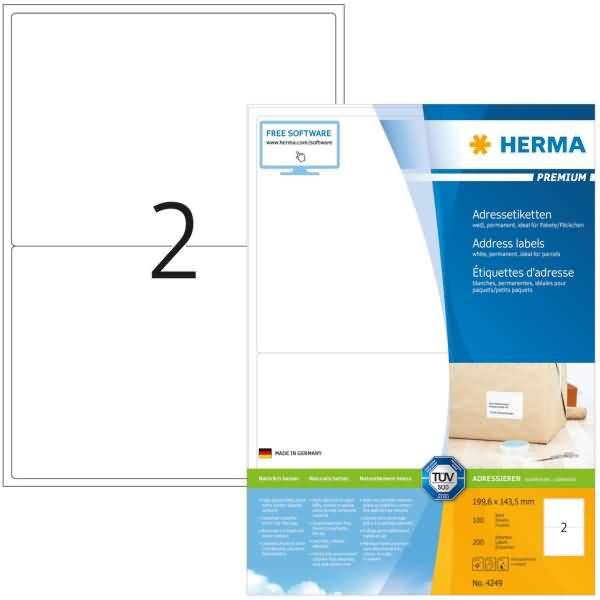 Etiketten weiß 199,6x143,5mm Premium A4 VE=200 Stück-0