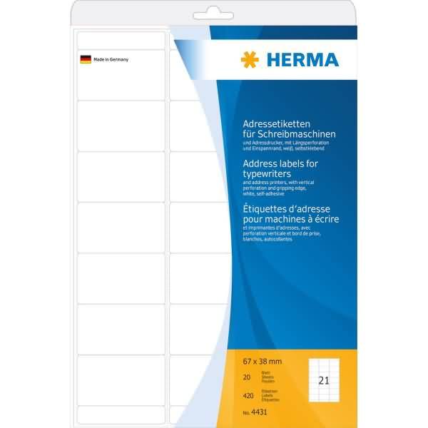 Adress-Etiketten 67x38mm auf A4-Blättern Ecken rund VE=420 Stück-0