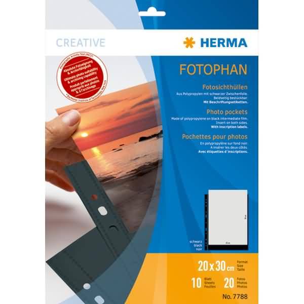 Fotophan Fotosichthüllen 20x30 cm hoch schwarz 10 Hüllen