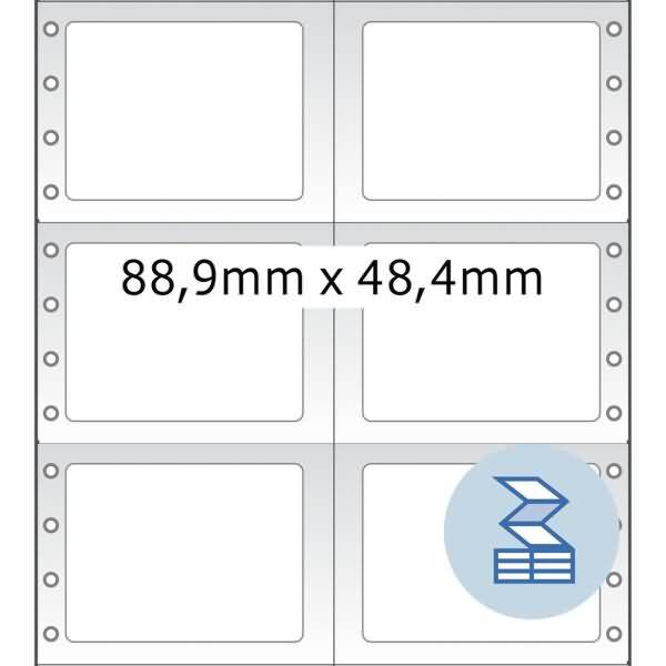 Computeretiketten endlos 88,9x48,4mm 2-bahnig VE=6000 Stück-1