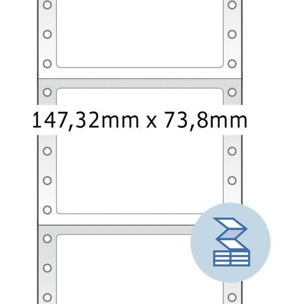 Computeretiketten endlos 147,32x73,8mm 1-bahnig perforiert VE=4000 Stück-1