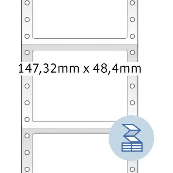 Computeretiketten endlos 147,32x48,4mm 1-bahnig perforiert VE=6000 Stück-1