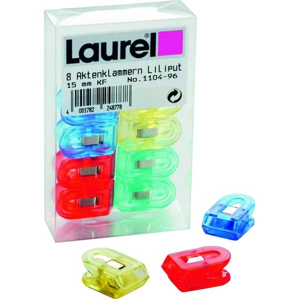 Briefklemmer Liliput 15x25mm VE=8 Stück Kristallfarben sortiert-0