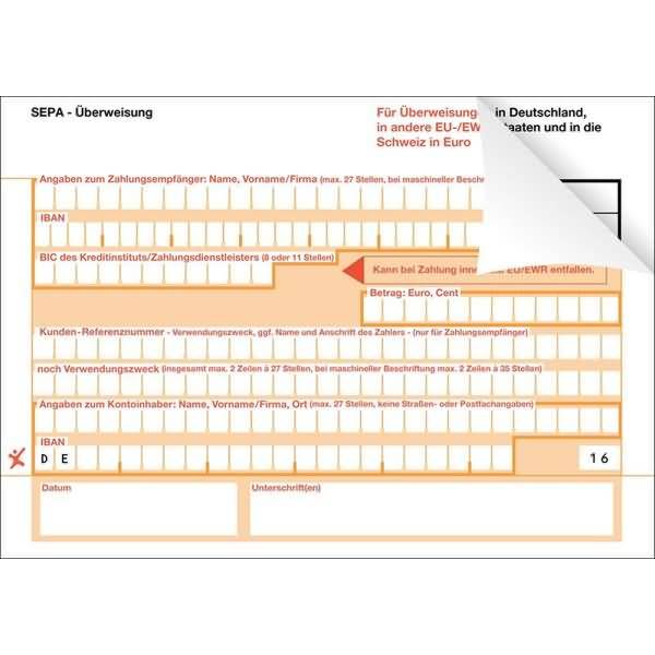 SEPA-Überweisung 2-fach neutral VE=1000 Stück-0
