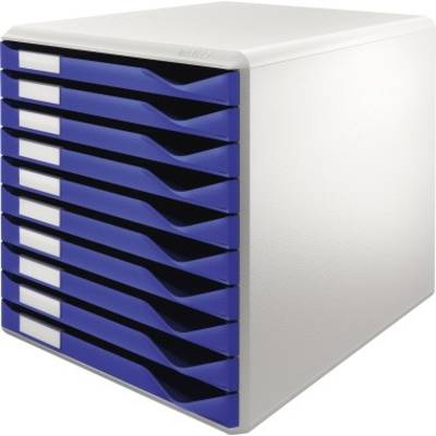 LEITZ Schubladenbox Formular-Set, 10 Schübe, lichtgrau/blau (80528135)