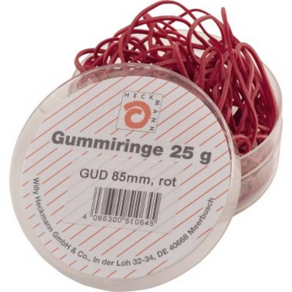 Gummiringe - Ø85 mm Dose mit 25g rot.