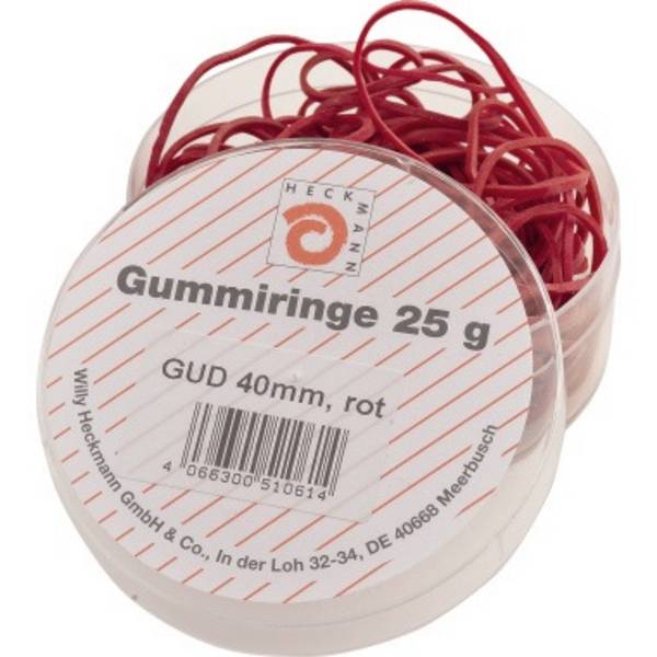 Gummiringe - Ø40 mm Dose mit 25g rot.
