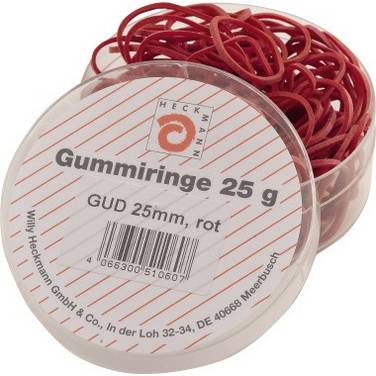 Gummiringe - Ø25 mm Dose mit 25g rot.