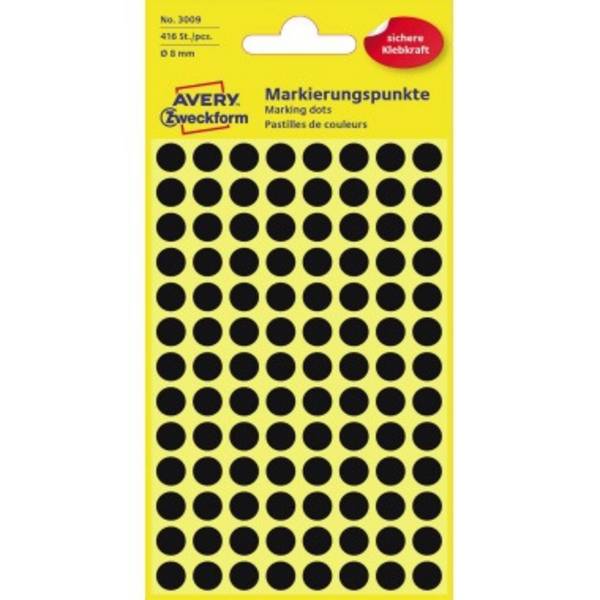 Avery Zweckform - Schwarz - 8 mm rund 416 Etikett(en) (4 Bogen x 104)