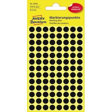 Avery Zweckform - Schwarz - 8 mm rund 416 Etikett(en) (4 Bogen x 104)-0