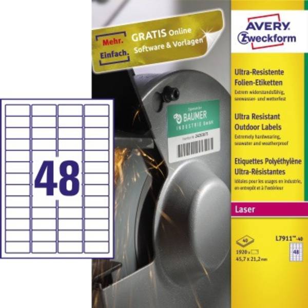 Etikett 45,7x21,2mm ws 1920 St./Pack. - Artikel: 129005901