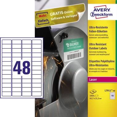 Etikett 45,7x21,2mm ws 1920 St./Pack. - Artikel: 129005901-0