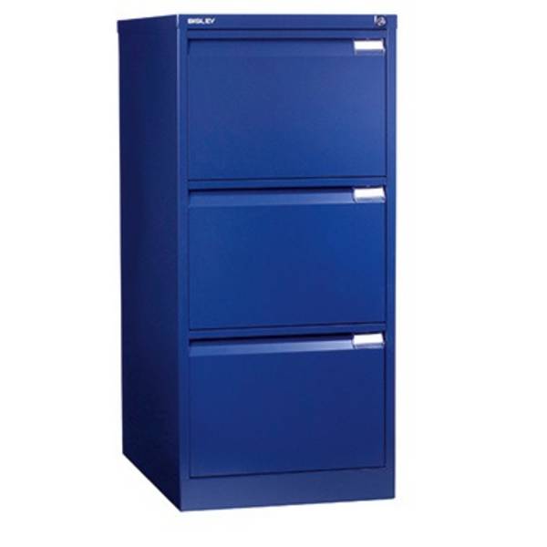 BISLEY Hängeregistraturschank, 1-bahnig, 3 Schubladen, blau