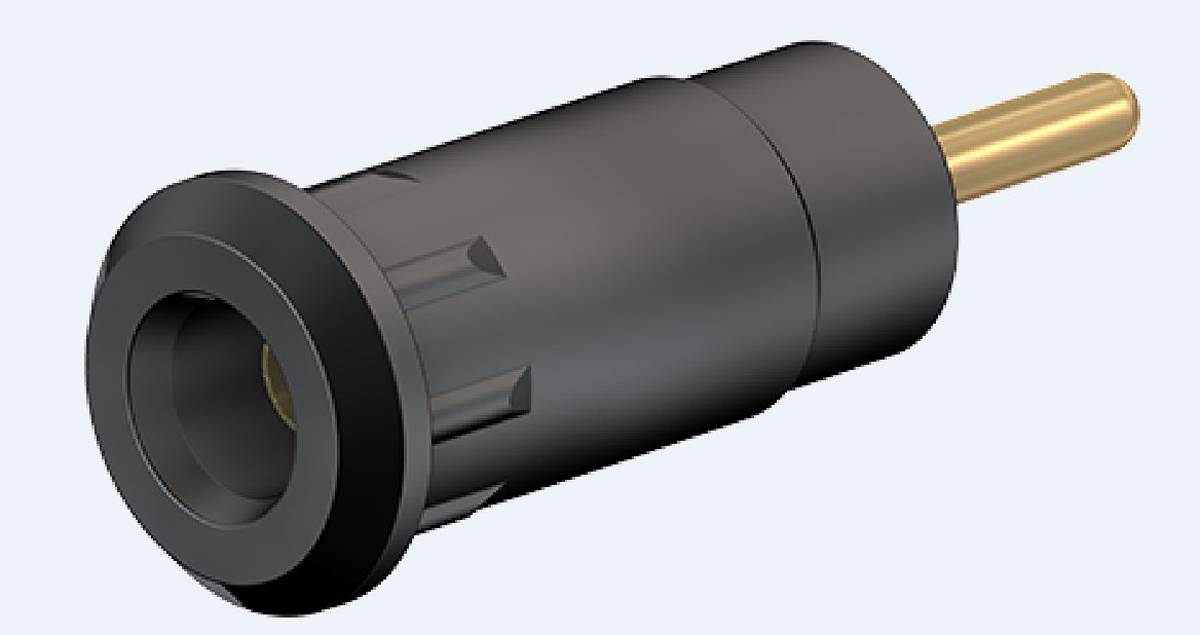 Stäubli 2mm Bananenbuchse Schwarz, Kontakt vergoldet, 600V / 10A Press Fit-0