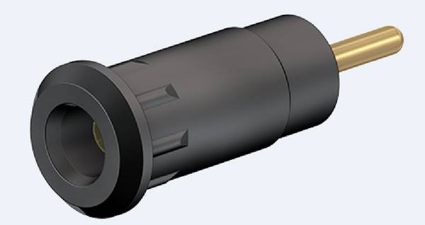 Stäubli 2mm Bananenbuchse Schwarz, Kontakt vergoldet, 600V / 10A Press Fit