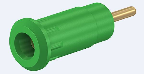 Stäubli 2mm Bananenbuchse Grün, Kontakt vergoldet, 600V / 10A Press Fit