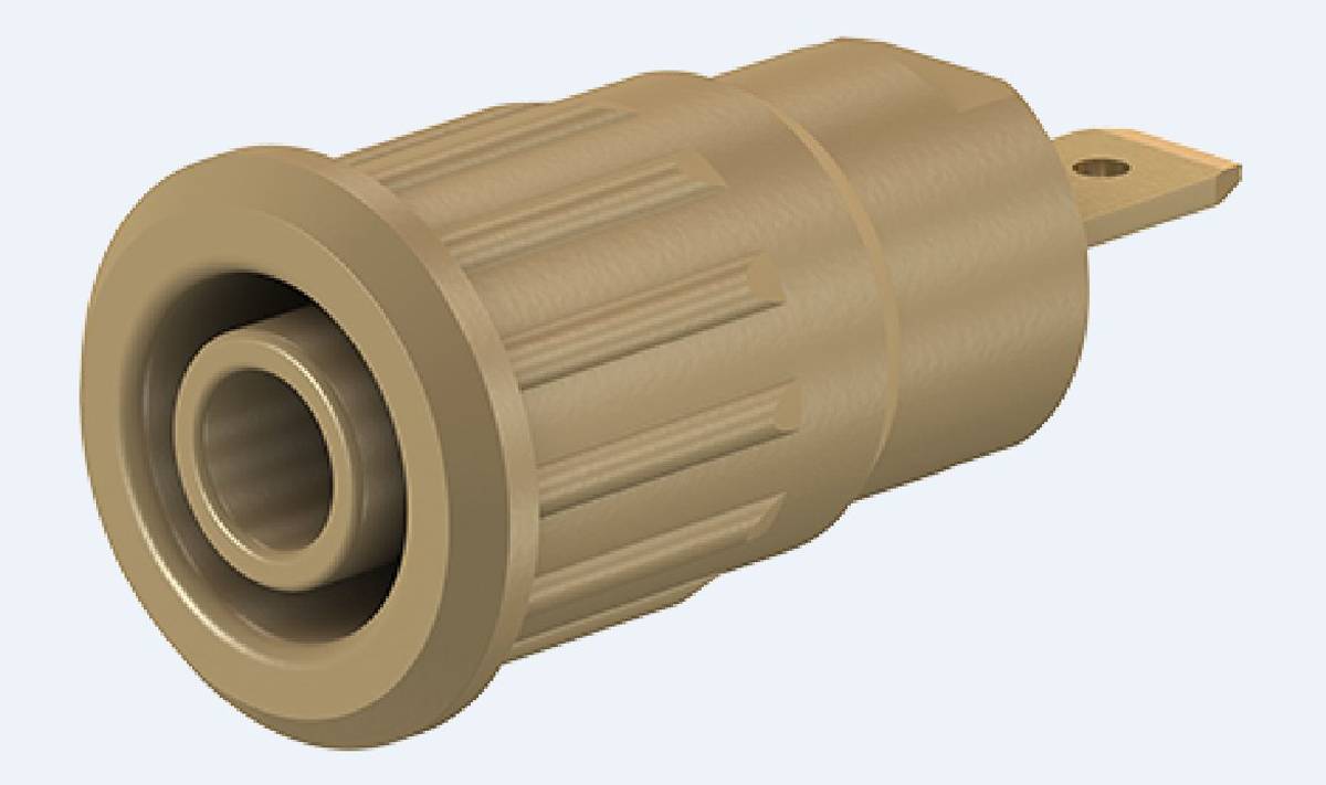 Stäubli 4 mm Bananenbuchse Braun, Kontakt vergoldet, 1000V / 24A Press Fit-0