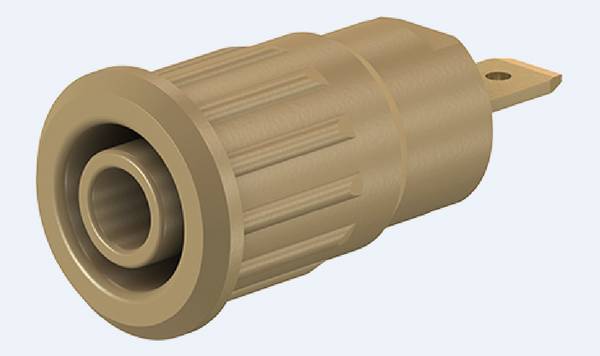 Stäubli 4 mm Bananenbuchse Braun, Kontakt vergoldet, 1000V / 24A Press Fit