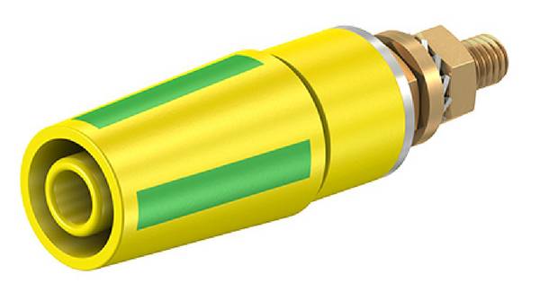 Stäubli 4 mm Bananenbuchse Grün/Gelb, Kontakt vergoldet, 600V / 32A Bolzen