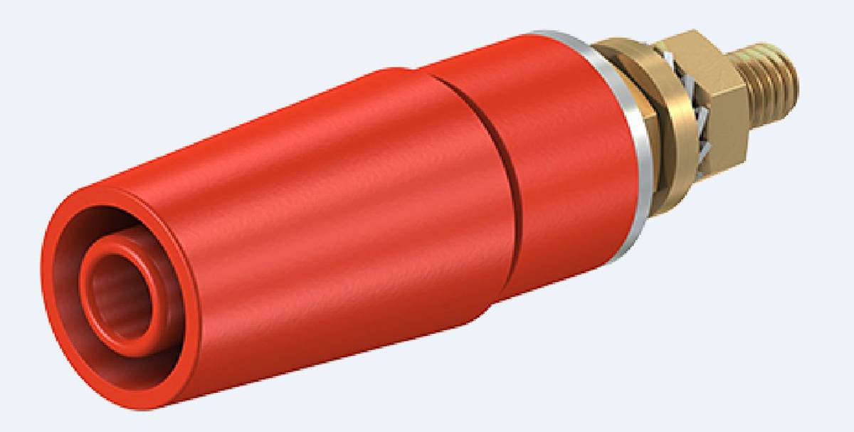 Stäubli 4 mm Bananenbuchse Rot, Kontakt vergoldet, 600V / 32A Bolzen-0