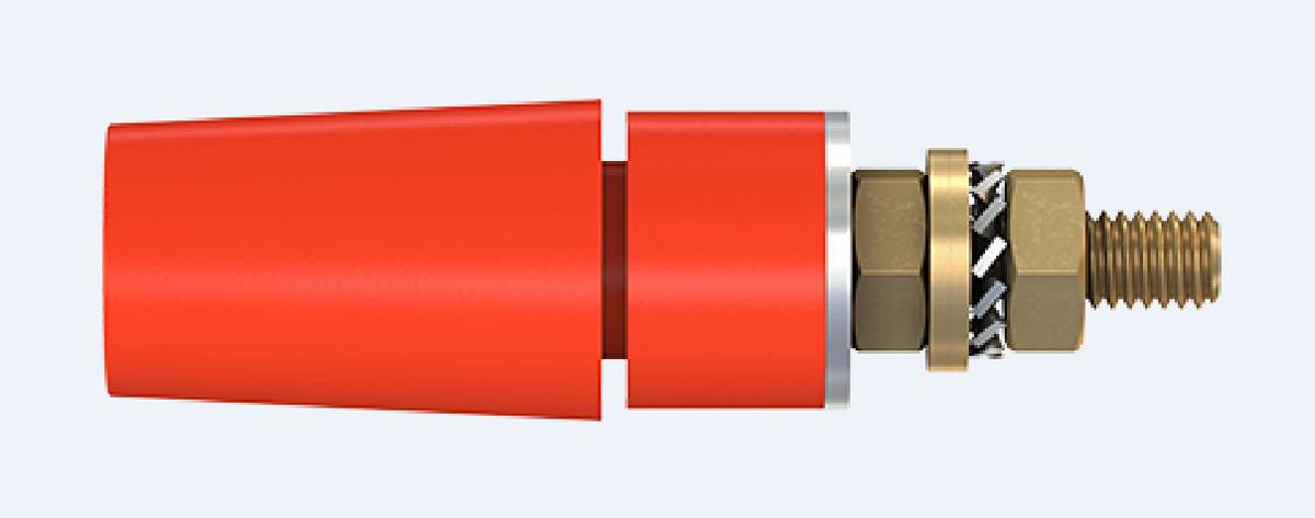 Stäubli 4 mm Bananenbuchse Rot, Kontakt vergoldet, 600V / 32A Bolzen-1