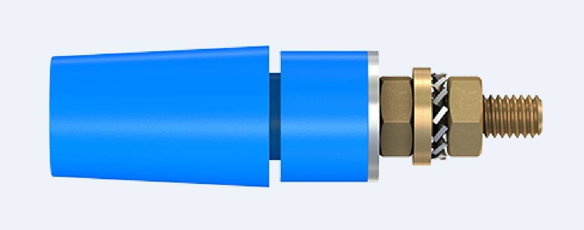 Stäubli 4 mm Bananenbuchse Blau, Kontakt vergoldet, 600V / 32A Bolzen-1