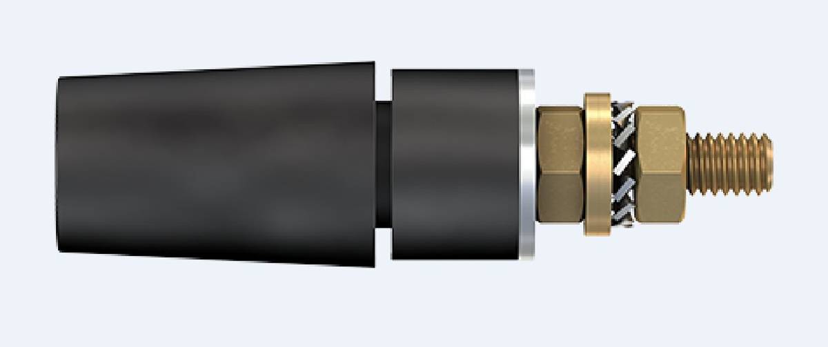 Stäubli 4 mm Bananenbuchse Schwarz, Kontakt vergoldet, 600V / 32A Bolzen-1