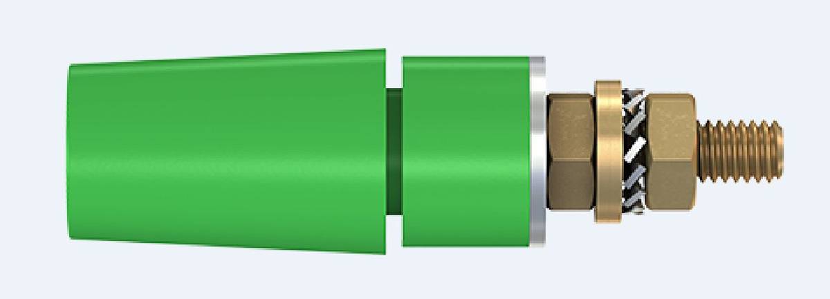Stäubli 4 mm Bananenbuchse Grün, Kontakt vergoldet, 600V / 32A Bolzen-1