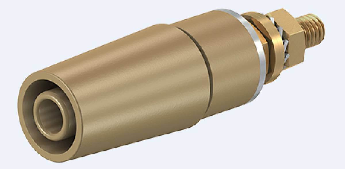 Stäubli 4 mm Bananenbuchse Braun, Kontakt vergoldet, 600V / 32A Bolzen-0